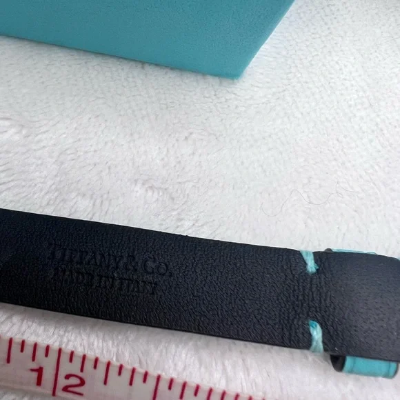 Tiffany & Co. Aqua Leather Bracelet with Silver Plaque - Picture 12 of 13